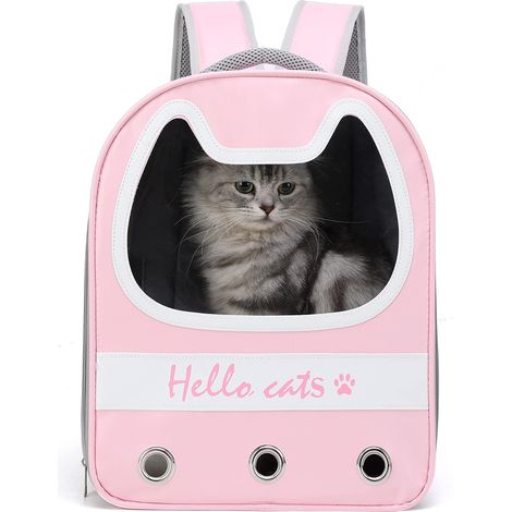 JSSEVN - Pet Space Capsule Backpack for Small to Medium Cats, Puppies, and Dogs, Transparent, Breathable, Heat-Resistant Carrier for Travel, Hiking, and Camping (Pink)