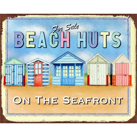 Plaque Murale Décorative en Fer Bleu Thème Plage - Panneau Métallique de 25 x 20 cm - PANGIVO