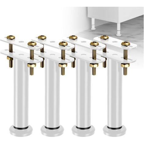 Lot de 4 - Pieds de lit - Support central - Réglable en hauteur pour sommier à lattes - Renforcement de cadre de lit - Acier robuste - Noir - 15x25cm (1/5)