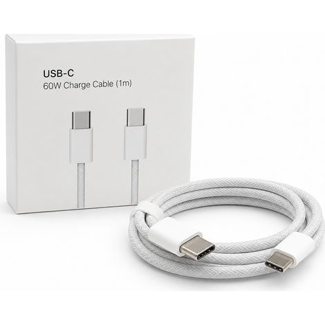 Cable USB C USB C 60W 1m Carga rápida PD Tipo C Trenzado iPhone MacBook (1/5)