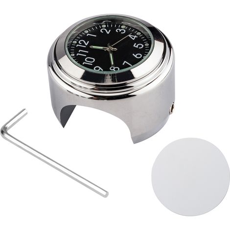 Compteur universel de guidon de moto, horloge de vélo, remplacement étanche pour motos, vélos, guidon de 22 mm à 25,4 mm, 7/8 '' - 1 '', coque argentée, cadran noir (1/5)