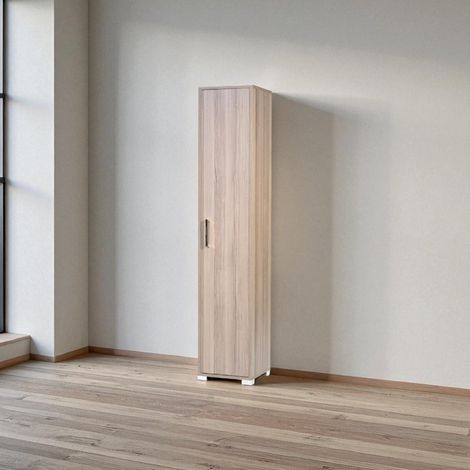 Scarpiera in legno nobilitato 1 anta ripiani interni 37x189h cm Larice Grigio (1/4)