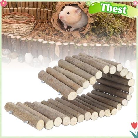 Tbest Pont en bois de hamster Cachette de Bois Hamster Clôture de Porte en Bois de Rongeurs animalerie Ensemble standard de 30 cm (1/5)