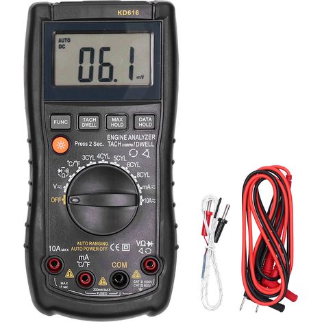 Multimètre numérique multifonction KD616, écran LCD rétroéclairé intelligent, mesure de température, voltmètre à plage automatique (1/5)