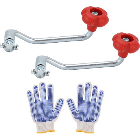 Manivela universal de 2 piezas para gato hidráulico – repuesto para gato de remolque – acero al carbono y acero galvanizado – juego completo con guantes (1/5)