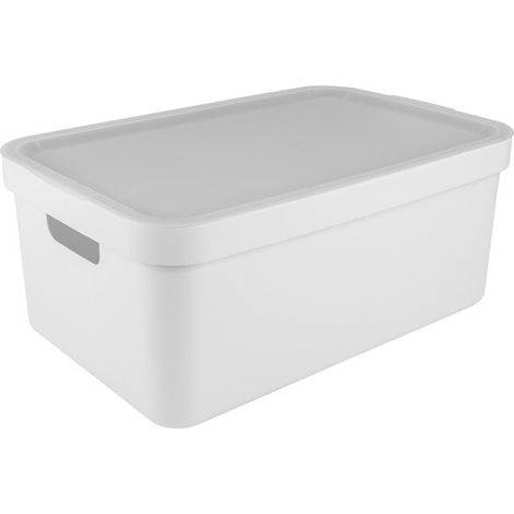 Boîte de rangement Sigma - avec couvercle - plastique - 45 L - blanche - bacs de rangement - 39 x 59 x 24 cm (1/5)