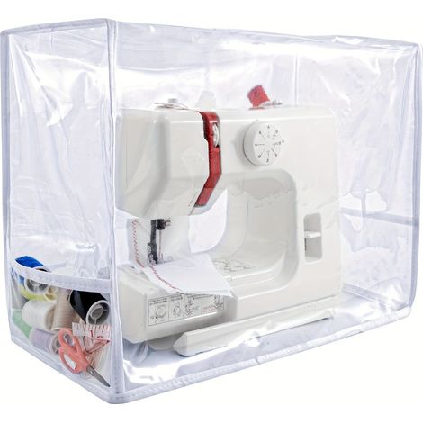 Funda para máquina de coser con bolsas de almacenamiento, funda transparente para máquina de coser