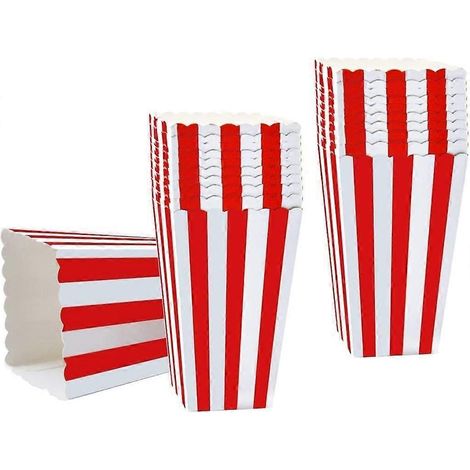 50 boîtes à popcorn rayées en papier, boîtes à friandises en carton pour fêtes (1/4)