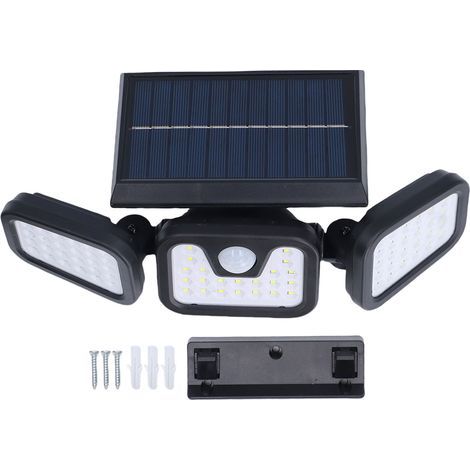Solar LED wall light, 74 beads, 3 heads, human detection, IP65 waterproof, outdoor courtyard, wireless (1/5)