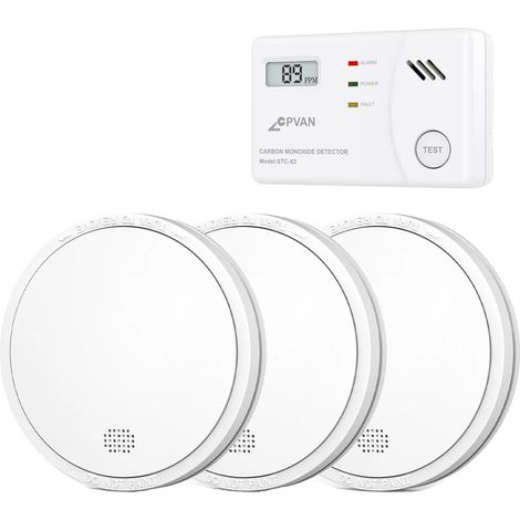 Detector de humo, batería con una duración de 10 años, alarma de 85 dB, 3 Smok 1 CO (1/2)