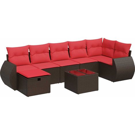 Maison Exclusive - Set Divani da Giardino 8 pz con Cuscini Marrone in Polyrattan (1/5)