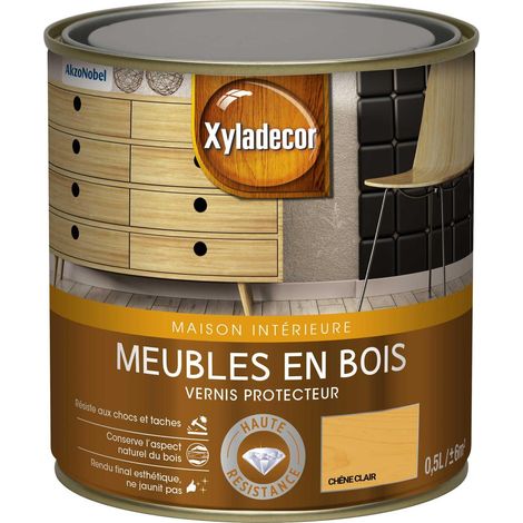 Xyladecor – Vernis satin pour meubles en bois 0,5 L – Protection contre chocs et taches – Séchage rapide 2h – Rendu naturel non jaunissant