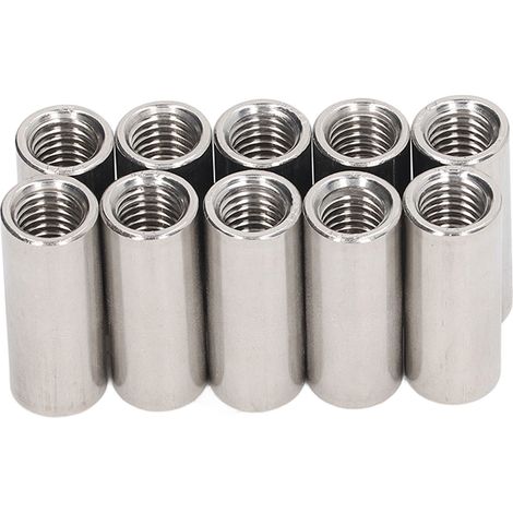 10 Pièces Écrous Ronds de Raccordement M10x1.5 L35mm Acier Inoxydable pour Tiges Filetées (1/5)