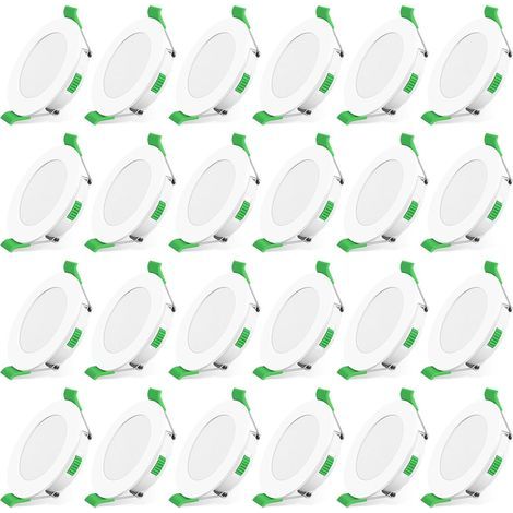 Extraflacher LED-Einbaustrahler, 5 W, 440 lm, dimmbar, IP44 wasserdicht, für Badezimmer, 3 Farbtemperaturen: Warmweiß (3000 K), Neutralweiß (4000 K), Kaltweiß (6500 K), Einbauöffnung Ø 68–78 mm, 10er- (1/5)