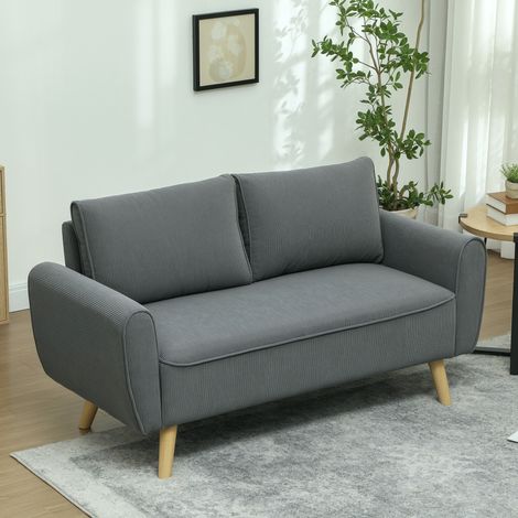 Divano lineare 2 posti 145x75x78 cm in tessuto a coste grigio scuro FloraGrace (1/5)