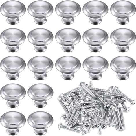 Lot de 15 boutons de porte ronds en forme de champignon en acier inoxydable pouRôtiroir, porte, armoire, cuisine Argenté 2.4 x 2.9 cm-Fei Yu (1/5)