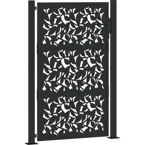 Vidaxl – Portail aluminium noir 100x150 cm – Acier galvanisé – Design découpé au laser – Système de verrouillage avec 3 clés
