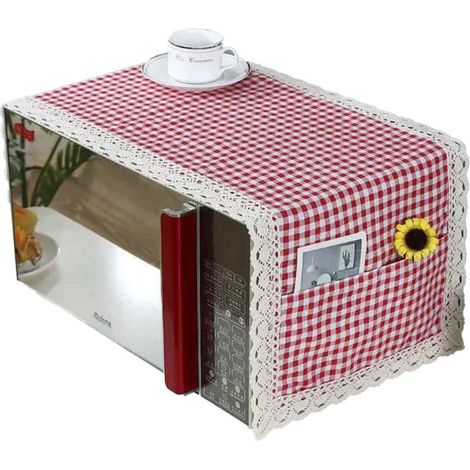 1 Housse four micro-ondes, coton lin résistant huile, poche rangement cuisine, protection poussière appareil électroménager (1/5)