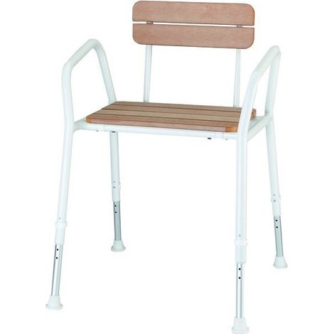 chaise de douche en bois avec dossier