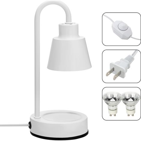 Multifunktionale weiße Stehlampe mit Kerzenmotiv – Retro, dimmbar – für Duftkerzen – Eisen, 26 x 11 cm – 2 Leuchtmittel inklusive (1/5)