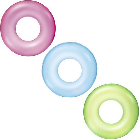 Trade Shop Traesio - Ciambella Salvagente Gonfiabile Per Bambini Trasparente Neon Nuoto 76 Cm 36024 - (1/5)