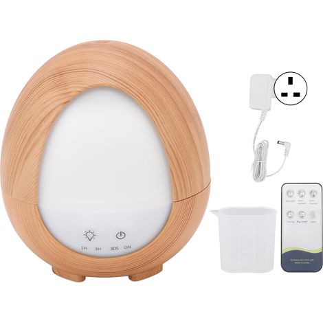 Humidificateur d'aromathérapie 200ml avec télécommande, design grain de bois, lumière LED colorée, prise UK 100‑240V pour bureau (1/5)