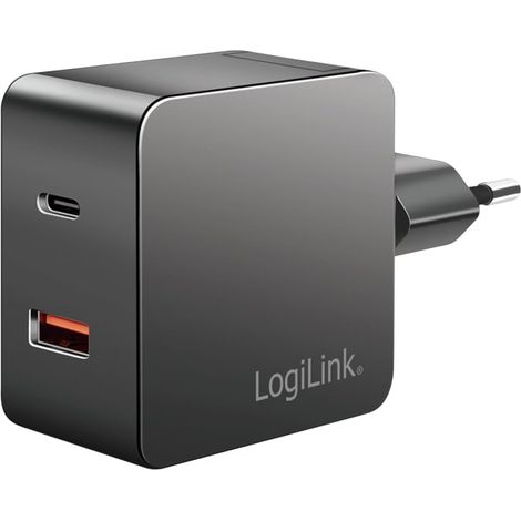 LOGILINK USB-Lader PA0310, 2-fach (USB-C & USB-S), 4,8A, schwarz (1/4)