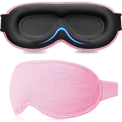 Masque de Nuit 100% Occultant pour Hommes & Femmes, Masque de Sommeil Zero Pression Design Ergonomique 3D,Conviviale pour Mouvements,Cache Yeux Ultra Doux&Confortabler,Rose (1/5)