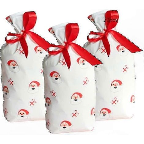 Festliche Geschenktüten mit Kordelzug, 50er-Packung, ideal für Weihnachtsleckereien und Gastgeschenke. (1/5)