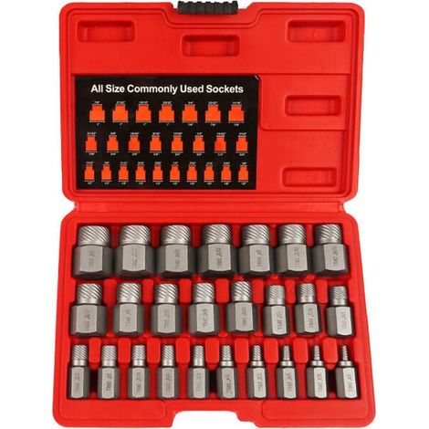 25pcs Multi-slot Hex Head Screw Extractor Set, High Carbon Steel Bolt Extractor MUMU