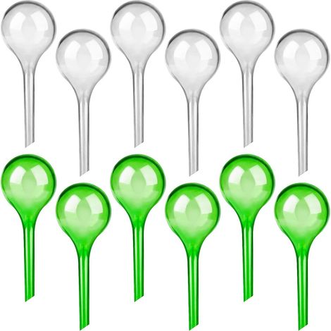Lot de 12 petites boules d'arrosage en verre synthétique pour plantes d'intérieur – Ampoules d'irrigation goutte à goutte de 5,1 cm de diamètre – Équipement d'arrosage automatique en PVC pour plantes (1/5)