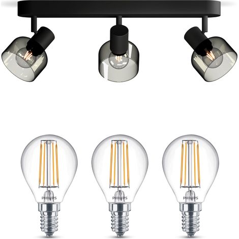 Philips Sleet Aufbauspot für Badezimmer mit 3 Lichtpunkten E14 (Schwarz) - Philips LED E14 40W Nicht dimmbar (1/5)