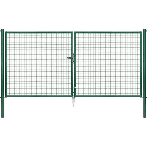ALBERTS Wellengitter-Doppeltor, zinkp.grün Kst.b., B Mitte-Mitte Pf.2988mm, H1500mm (1/5)