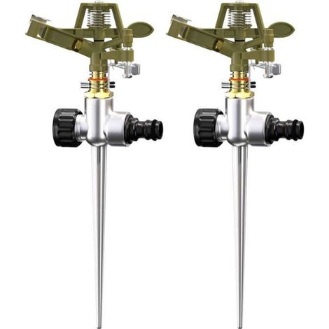 2X Arroseur Jardin Sprinkler Piquet de Terre Irrigation jusqu'à 24m 360° Embout pulvérisation irrigateur arroseur à impulsions (1/4)