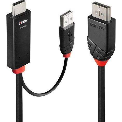 Lindy 3m HDMI to DisplayPort Cable noir