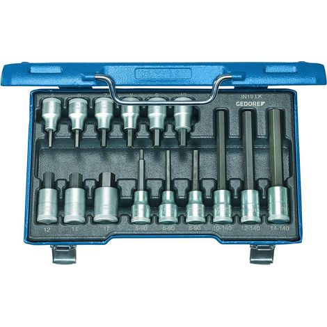 Gedore set di chiavi a bussola IN 19 LKM 15 pezzi 1/2" SW 5-17 mm per esagono interno - 6129360