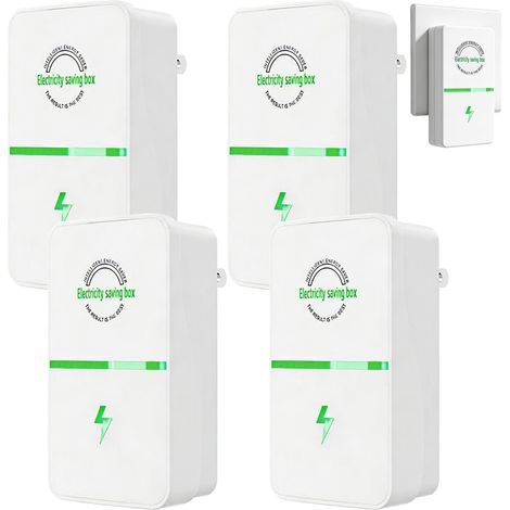 Lot de 4 économiseurs d’énergie électrique – boîtiers d’économie d’électricité pour maison et bureau, réduction de facture énergétique