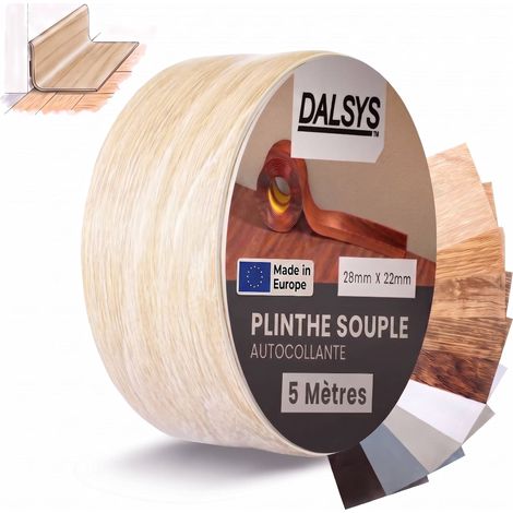 Dalsys plinthe souple autocollante plinthe adhésive, plinthe de finition pour joints dans le séjour, la cuisine, la salle de bain, en PVC synthétique - Chêne clair 5m