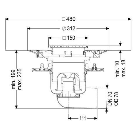 KESSEL 54200.52 Siphon de sol Ferrofix à emboîtement pressé