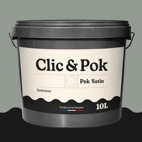 POK SATIN Peinture Mur Plafond – Intérieure Satinée, Lessivable, Multisupport - Vert Ancien - 5L (1/4)