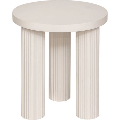 Atmosphera – Table à café ronde D40 crème – Bois MDF – Hauteur 45 cm – Design moderne avec pieds cannelés – Pour intérieur contemporain (1/6)