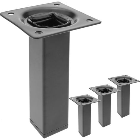PrimeMatik - Pieds de table carré pour meubles et bureau en acier noir 10cm 4-pack (1/5)