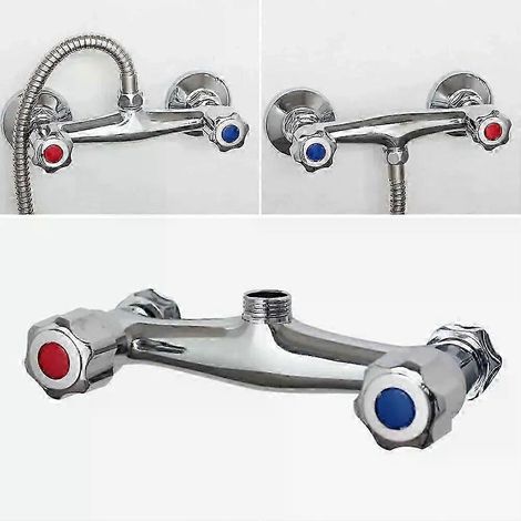 Mitigeur de douche en laiton intégré avec double commande, robinet d'eau chaude et froide, double sortie, robinet chromé, accessoires de salle de bain