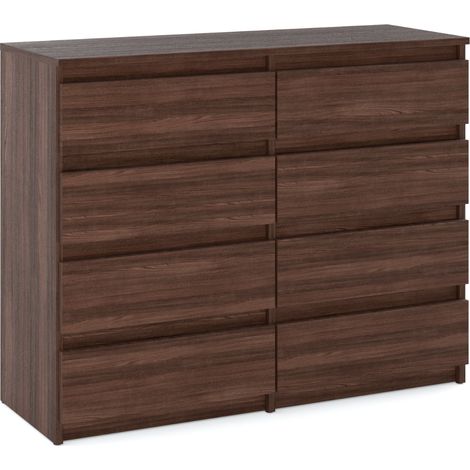 Commode 120 cm wenge – 8 tiroirs spacieux – Plaque laminée – Design moderne pour salon ou chambre (1/5)