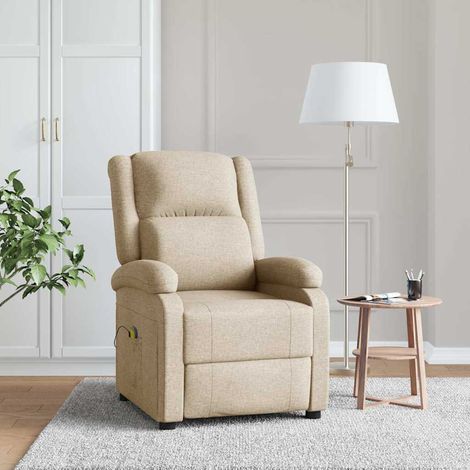 Fauteuil de massage-Chaise de relaxation-Fauteuil Relax Crème Tissu 780626 (1/5)