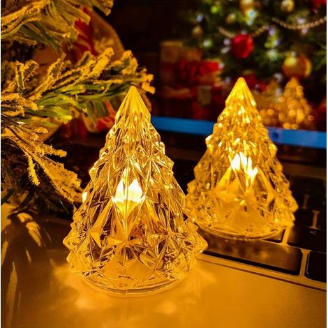 Due candele natalizie a LED, decorazioni da scrivania, piccolo stile iceberg, luci a candela in acrilico trasparente, atmosfera festiva. (1/3)