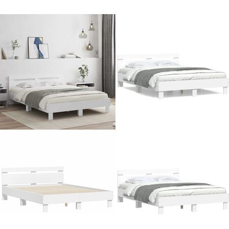 Cadre de lit sans matelas blanc 150x200 cm - Cadre De Lit - Lit Double - Lit Blanc - Meuble Chambre - Literie - Home & Living (1/5)