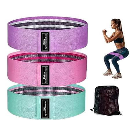 Elastique Musculation Lot de 3 Niveaux de Force Bande de Résistance Bandes de Résistance en Tissu Tricoté-pour Musculation,Fitness,Yoga,Pilates (1/5)