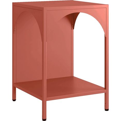 Bedside table, industrial-style, steel, Soho, Terracotta, 35x35x52 cm