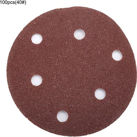 Ortviai Disques abrasifs velours 125 mm (5 pouces), 100 pièces, grain 40, aluminium oxydé, 6 trous (1/5)